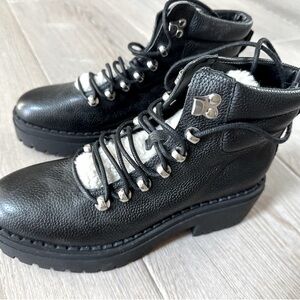 New women’s black faux leather fur boots 6